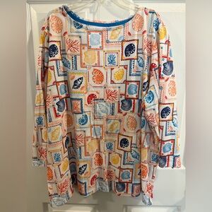 Appleseed's Multicolor Seashell Print Boatneck Top